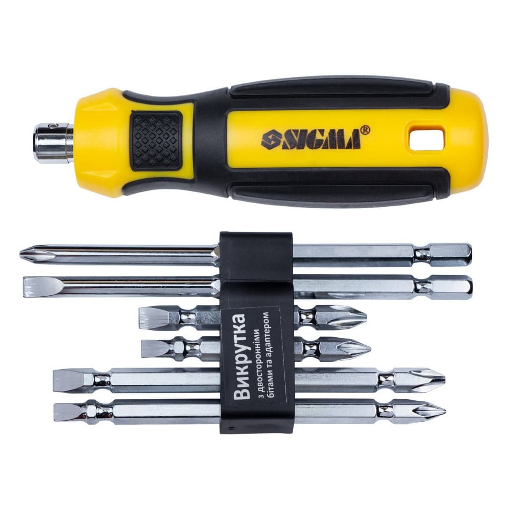 Набір викруток Sigma з двосторонніми бітами 6в1 + адаптер CrV Mega (4009711)