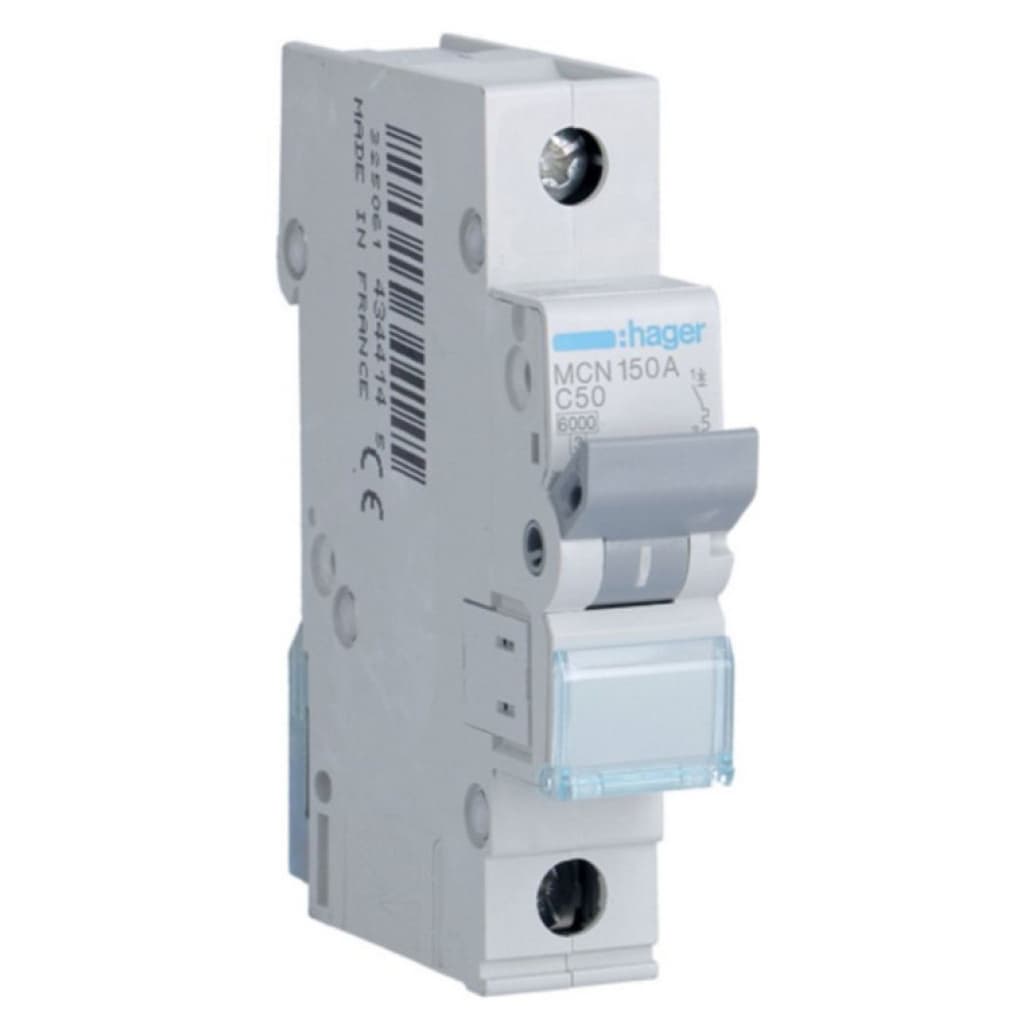Автоматичний вимикач Hager 1-п. C 50A (6kA) 1M (A) (MCN150)