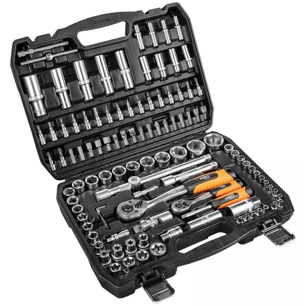 Набір інструментів Neo Tools 108шт, 1/2", 1/4", CrV, кейс (10-212)