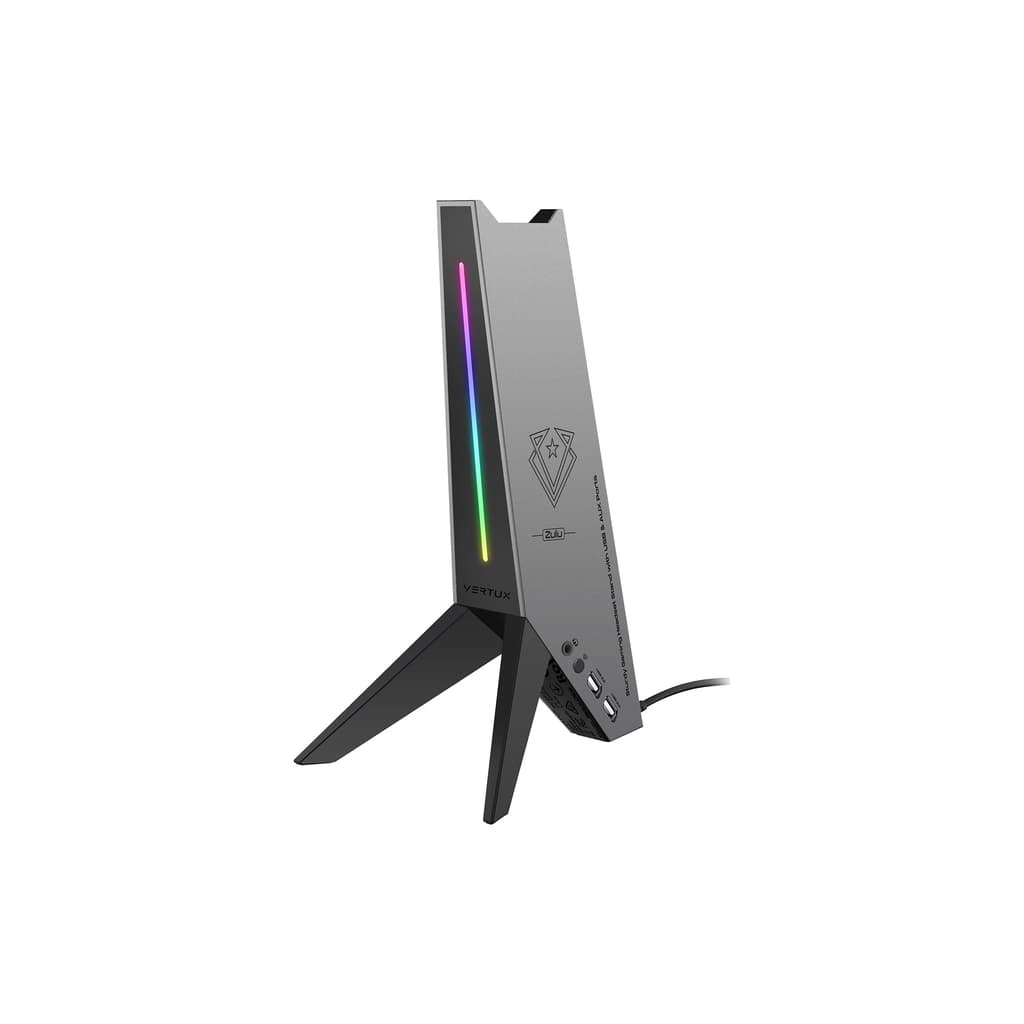 Підставка для гарнітури Vertux USB 2.0 to 2xUSB 2.0 + AUX 3.5mm + stand black (zulu.black)