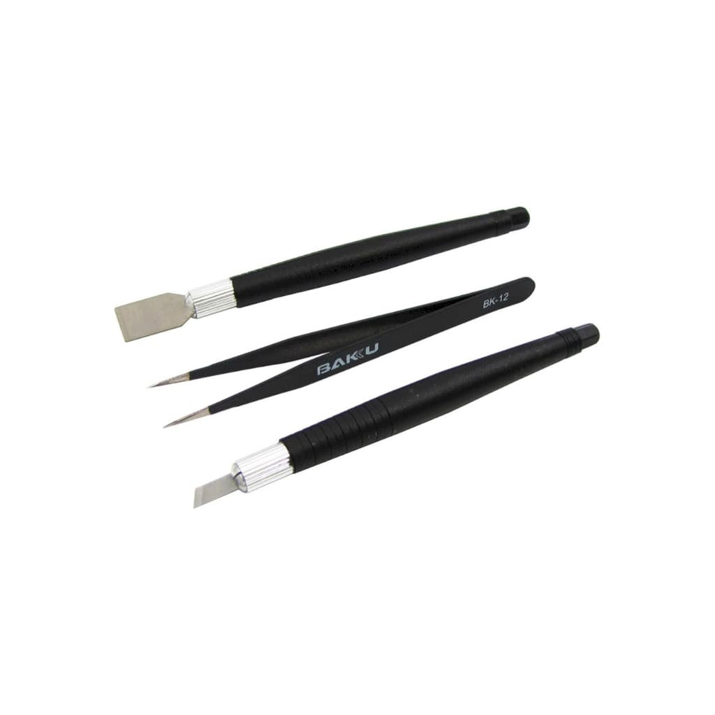 Набір інструментів Bakku BK-7280-A шпателёк,прямой пинцет,скальпель, Blister (BK-7280-A)