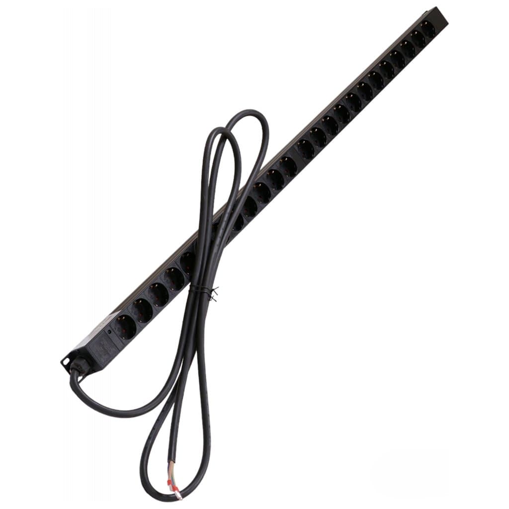 Силовий блок 0U 24 роз. нім. станд., 32А, з індикат., шнур 3х4мм2, 3 м Kingda (KD-PDU-EU-1U-24P)