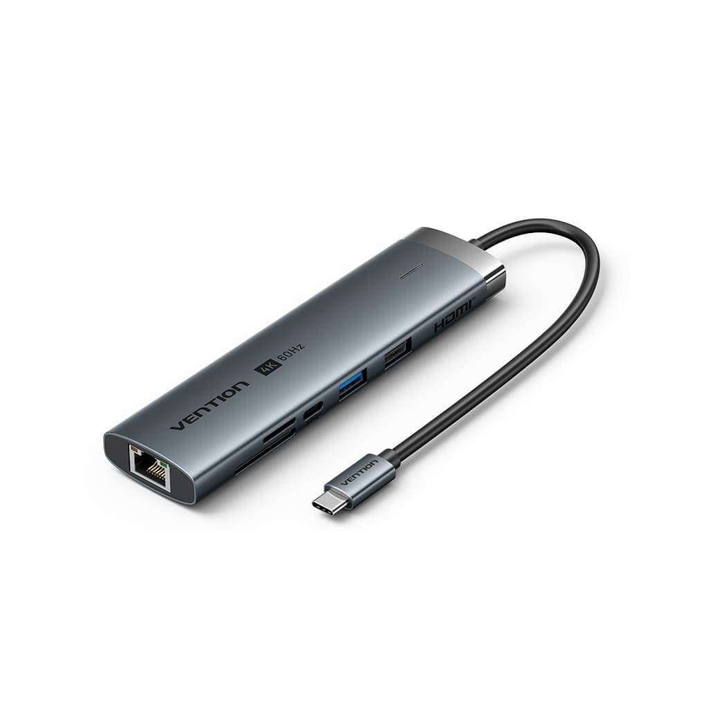 Концентратор VENTION USB-C 7-in-1 USB-C PD + USB 3.2 + USB 3.0 + USB 2.0 + RJ45 + SD/TF + HDMI 0.15m (TGUHB)