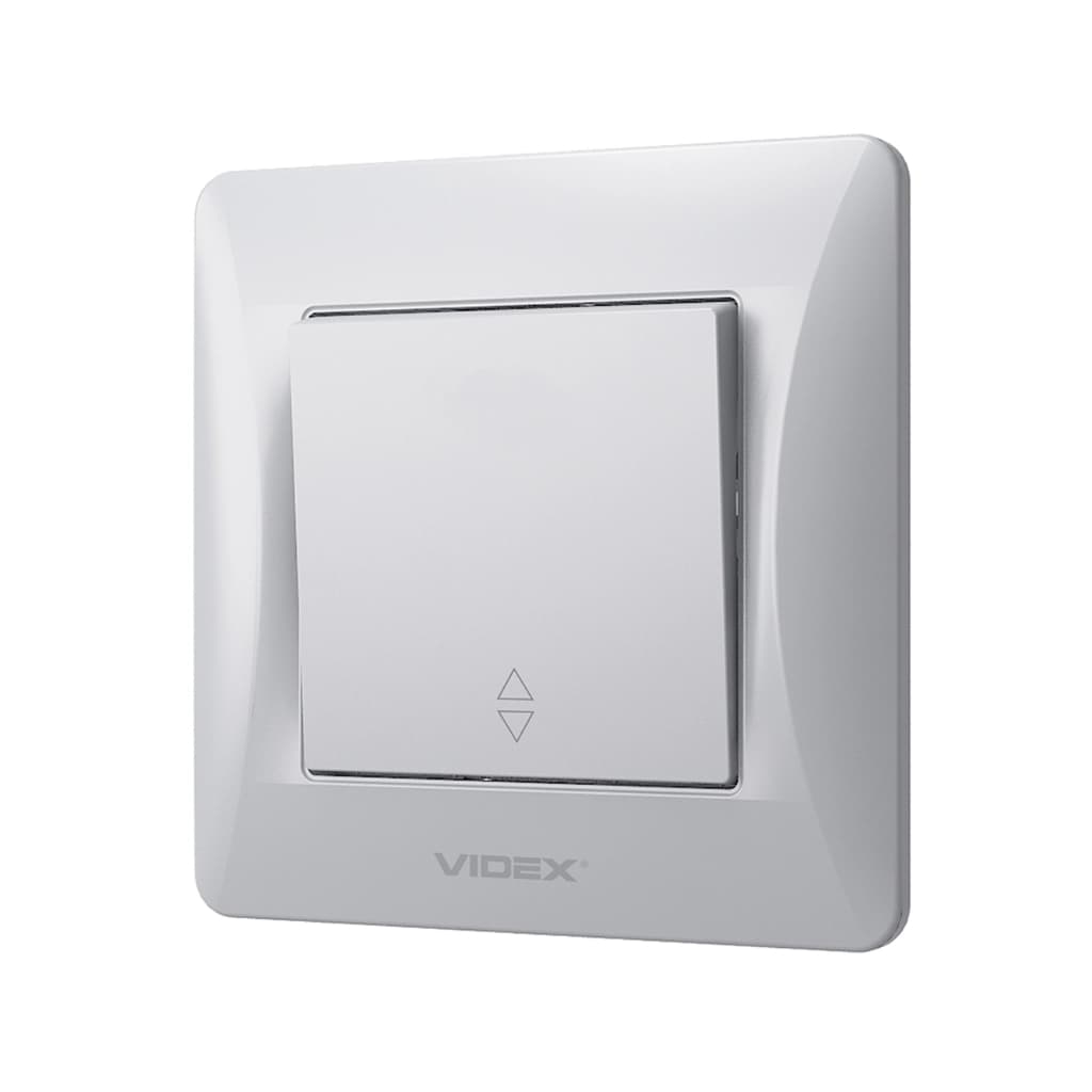Перемикач Videx BINERA 1кл прохідний срібний шовк (VF-BNSW1P-SS)
