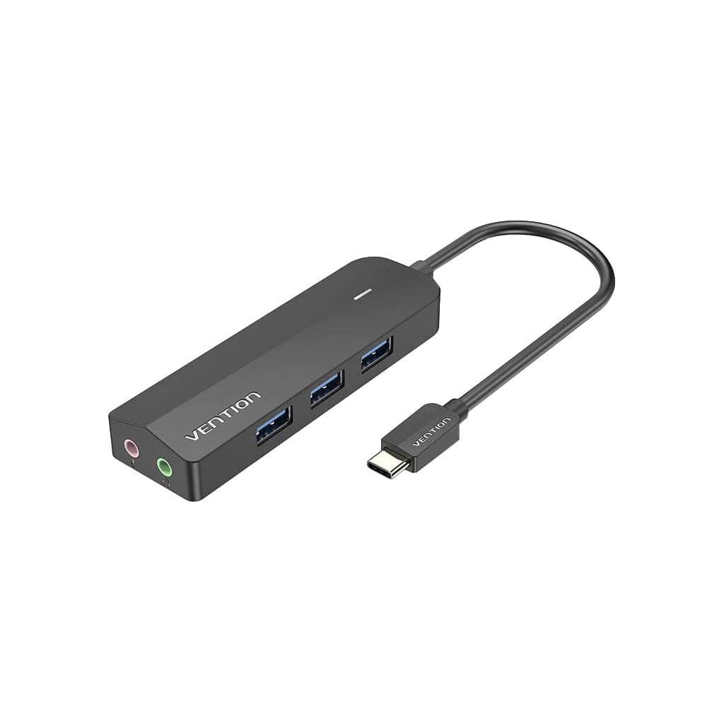 Концентратор VENTION USB 3.1 Type-C to 3xUSB 3.0+MicroUSB+3.5mm Sound Adapter black (TGQBB)