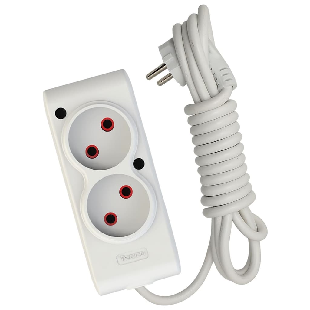 Мережевий подовжувач TECCO 3м 2 поста white (8681277841118)