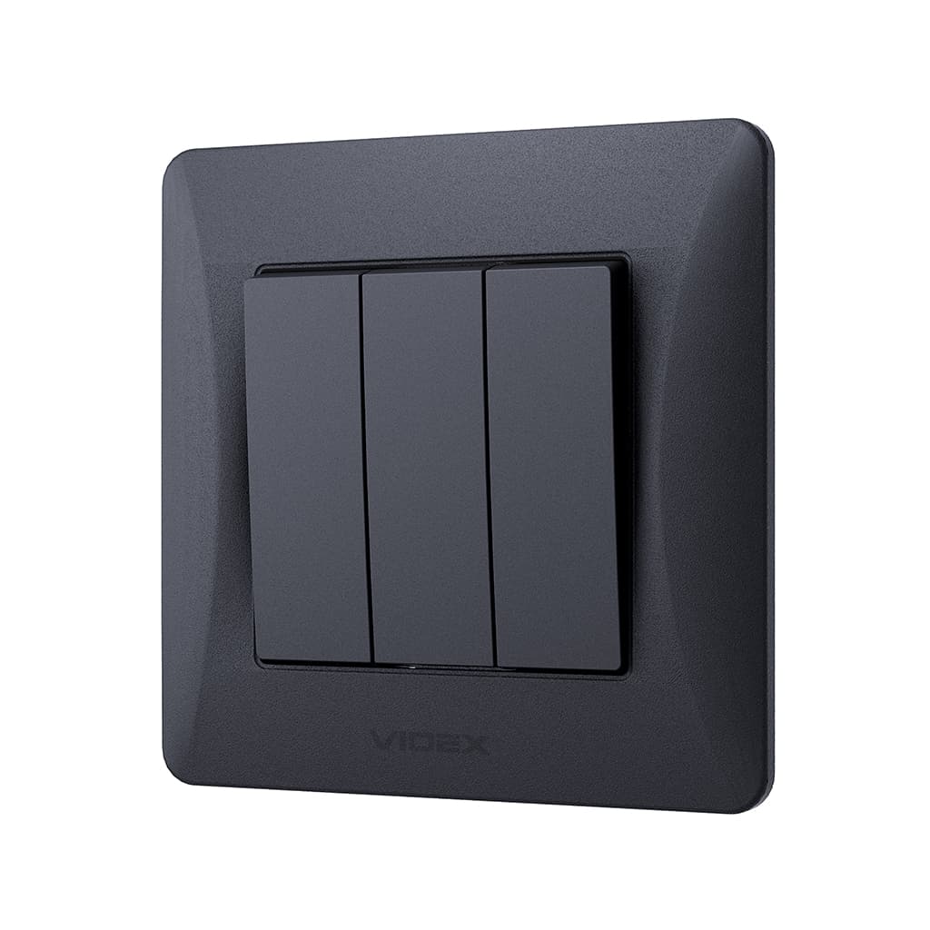 Вимикач Videx BINERA 3кл чорний графіт (VF-BNSW3-BG)