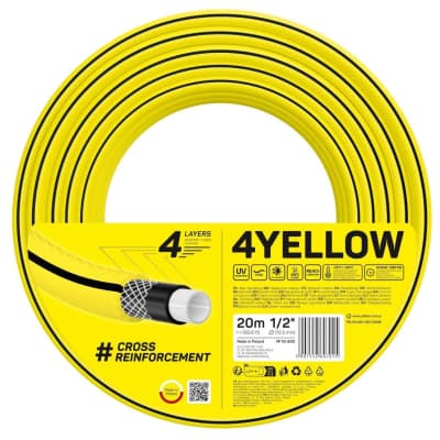 Шланг для поливу Cellfast 4YELLOW 1/2" 20м, 4 шари, до 20 Бар, -10…+50°C (10-500)