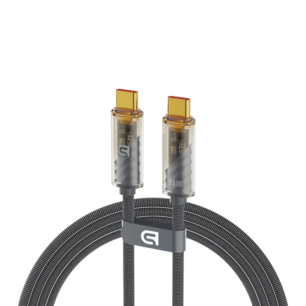 Дата кабель USB-C to USB-C 1.0m transparent 100W grey Armorstandart (ARM75871)
