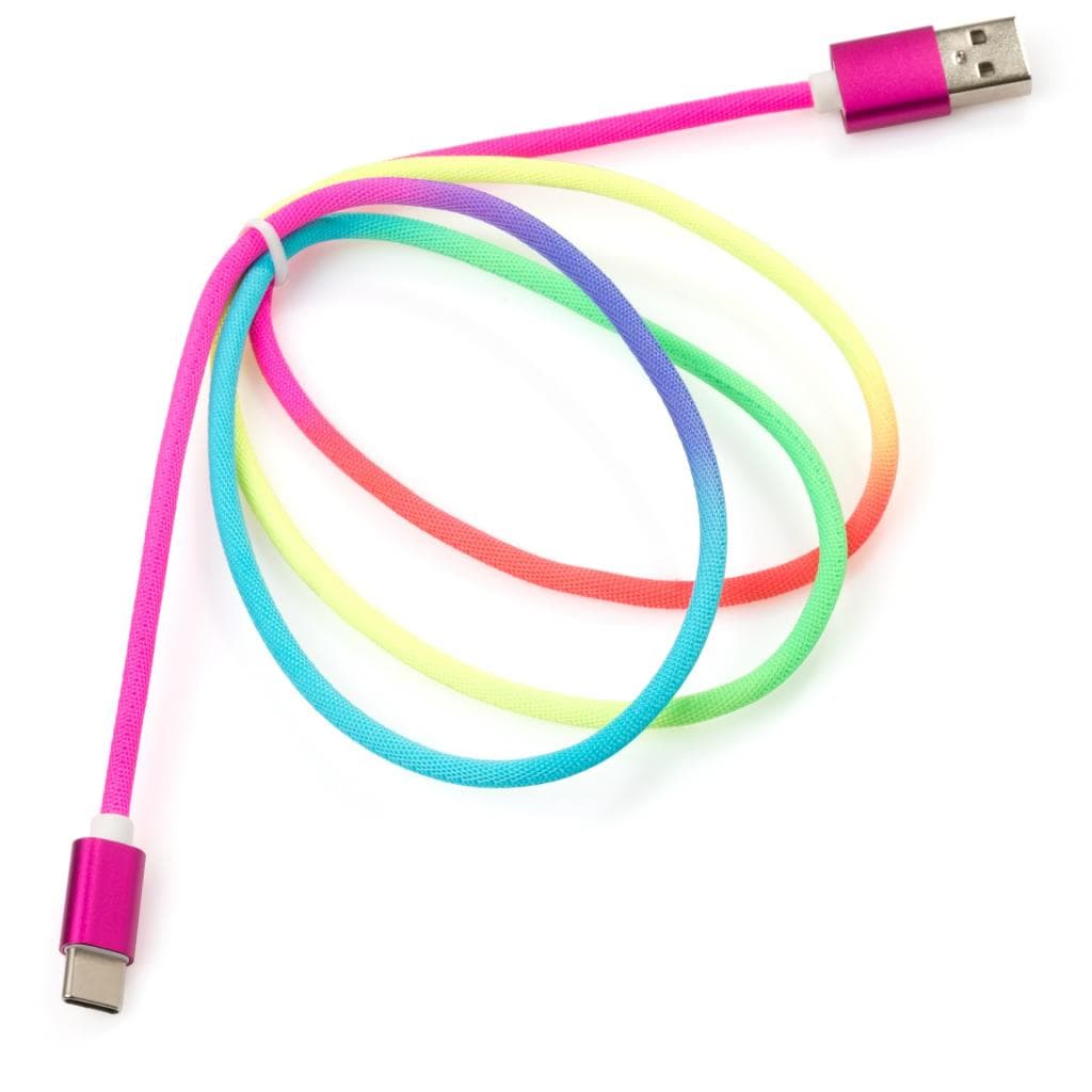 Дата кабель USB 2.0 AM to USB-C 1.0m rainbow nylon Vinga (VCPDCTCCOLNB1RS)
