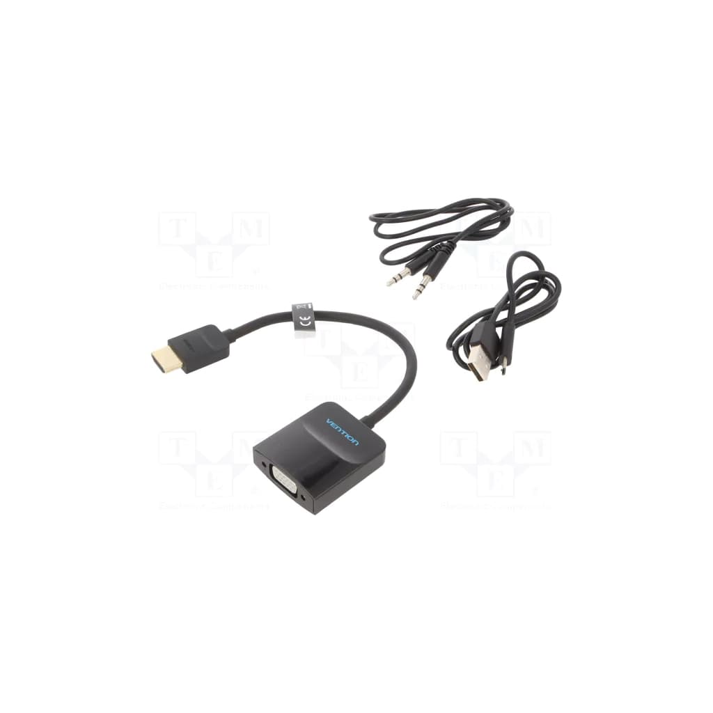 Перехідник HDMI M to VGA F + Micro USB F + 3.5mm F 0.15m black VENTION (42161)