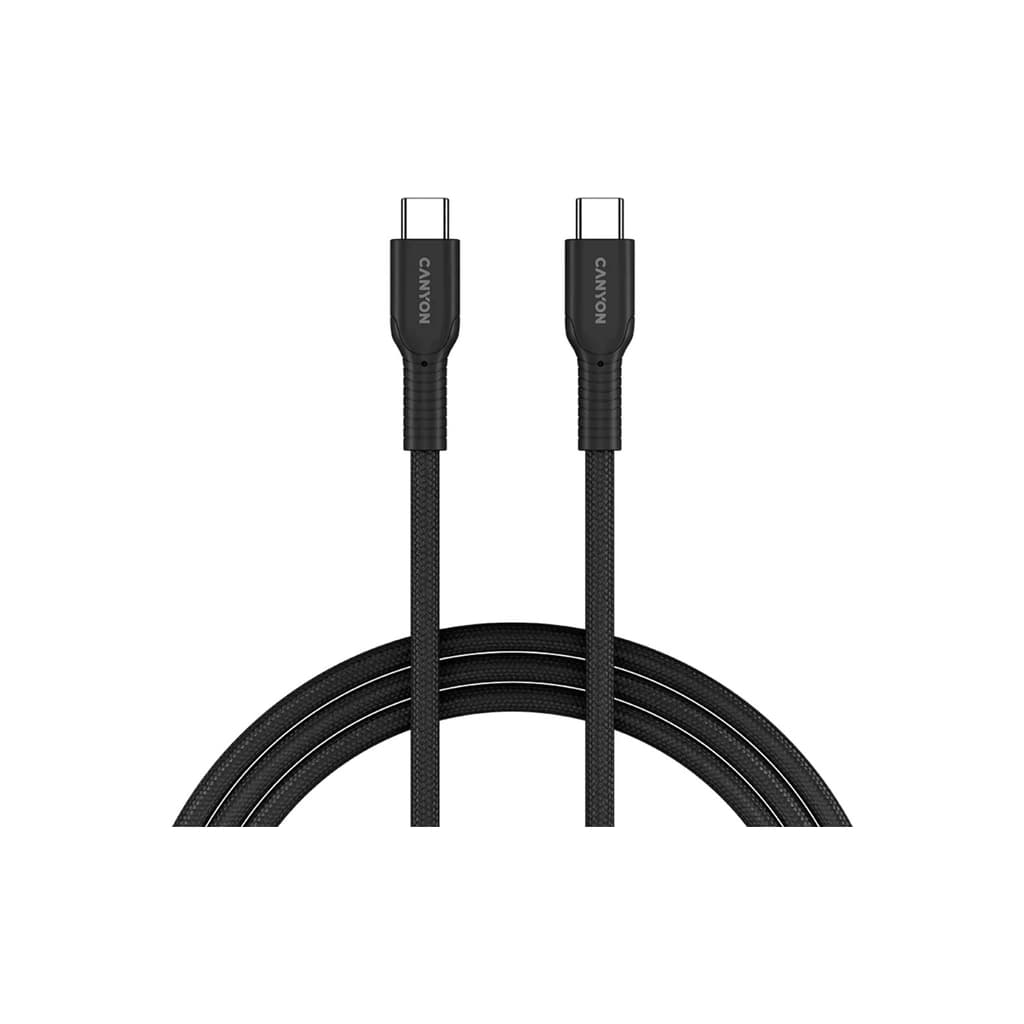 Дата кабель USB-C to USB-C 1.0m OnWire 60CL C-C 60W COLOR Braided 1m Black Canyon (CND-CCAP60AB10B)