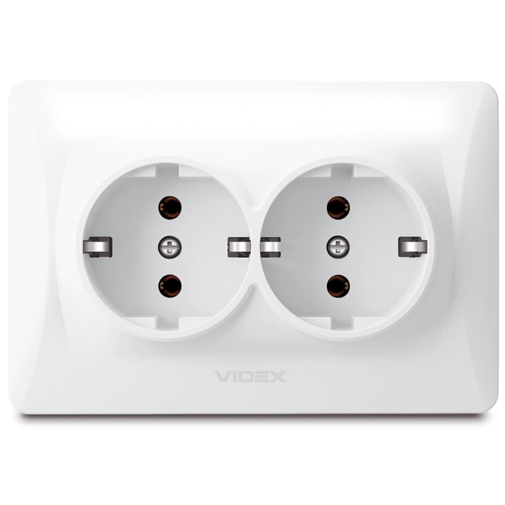 Розетка Videx BINERA 2ая із заземленням (VF-BNSK2G-W)