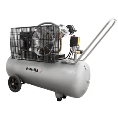 Компресор Sigma двоциліндровий ремінний 2.5кВт 396л/хв 10бар 100л (2 крана) (7044151)