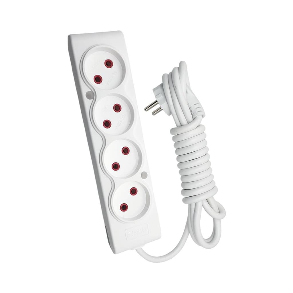 Мережевий подовжувач TECCO 3м 4 поста white (8681277841477)