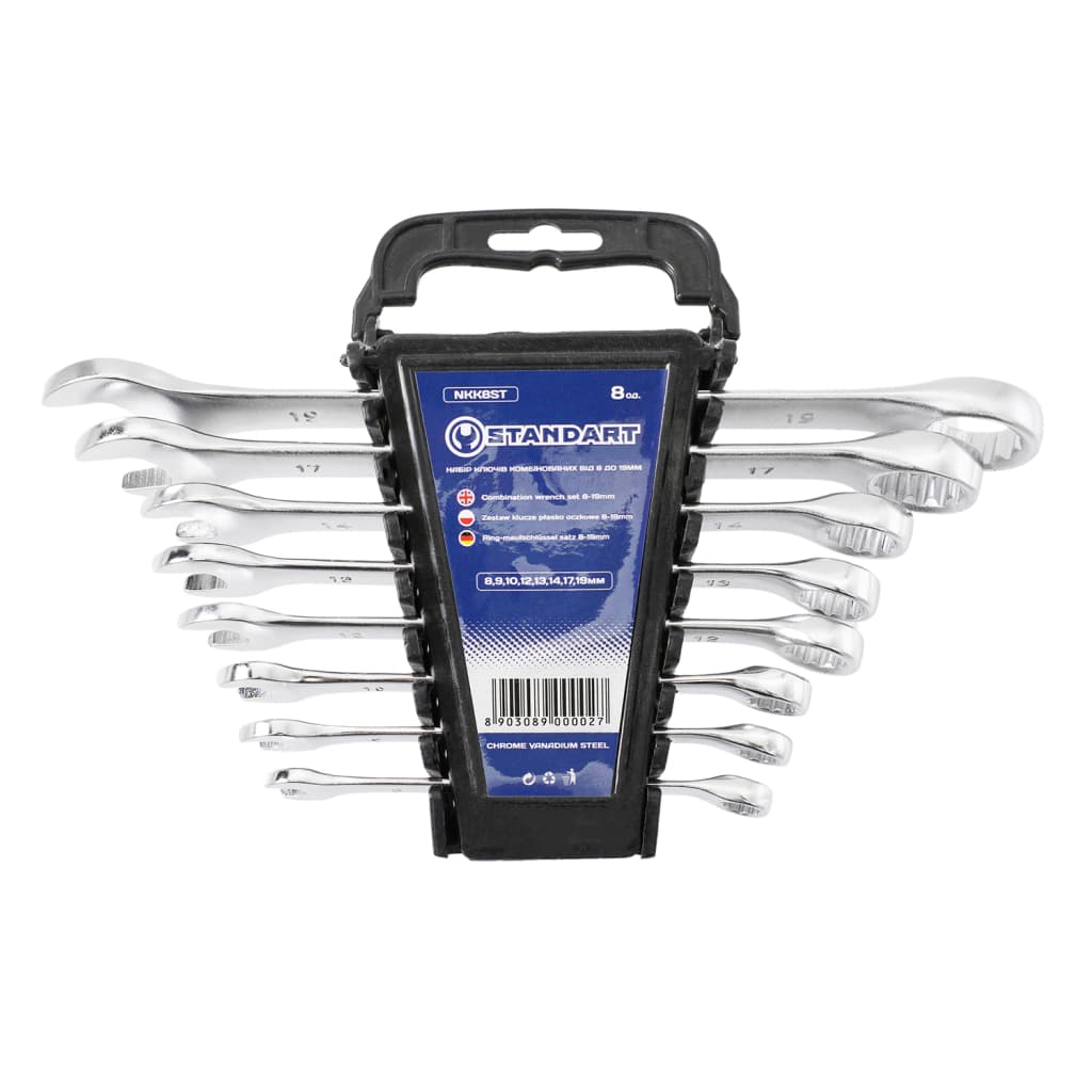 Ключ Стандарт ріжково-накидний 8 шт. 8-19 мм на холдері (NKK8ST)