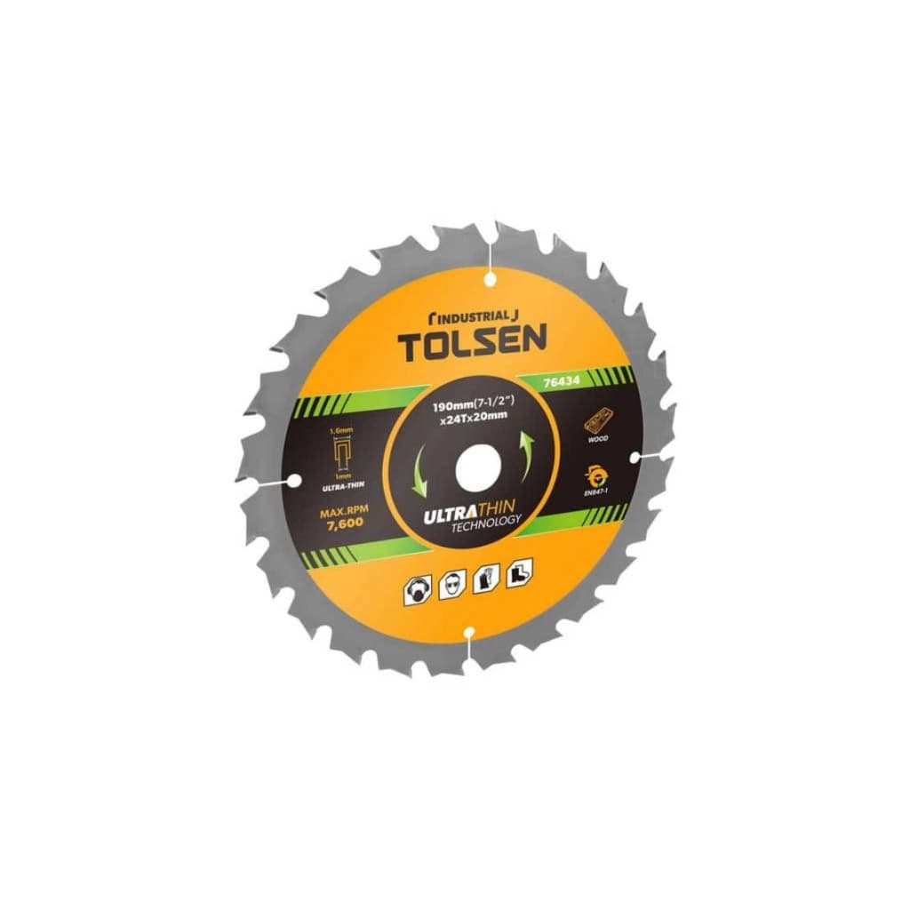 Диск пильний Tolsen з ТВС напайками по дереву 190х24Т*20мм Ultra тонкий (76434)