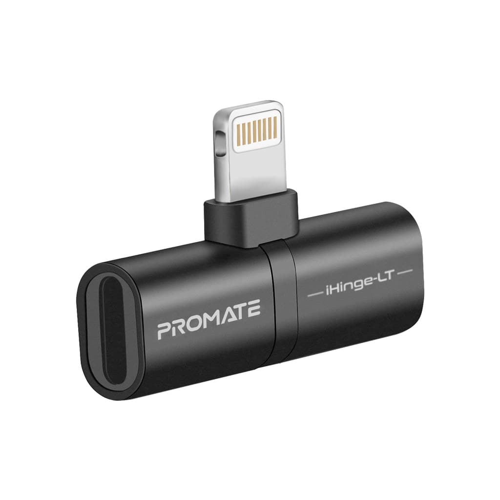 Перехідник Lightning M to 2xLightning F Audiо + Charge Promate (ihinge-lt.black)