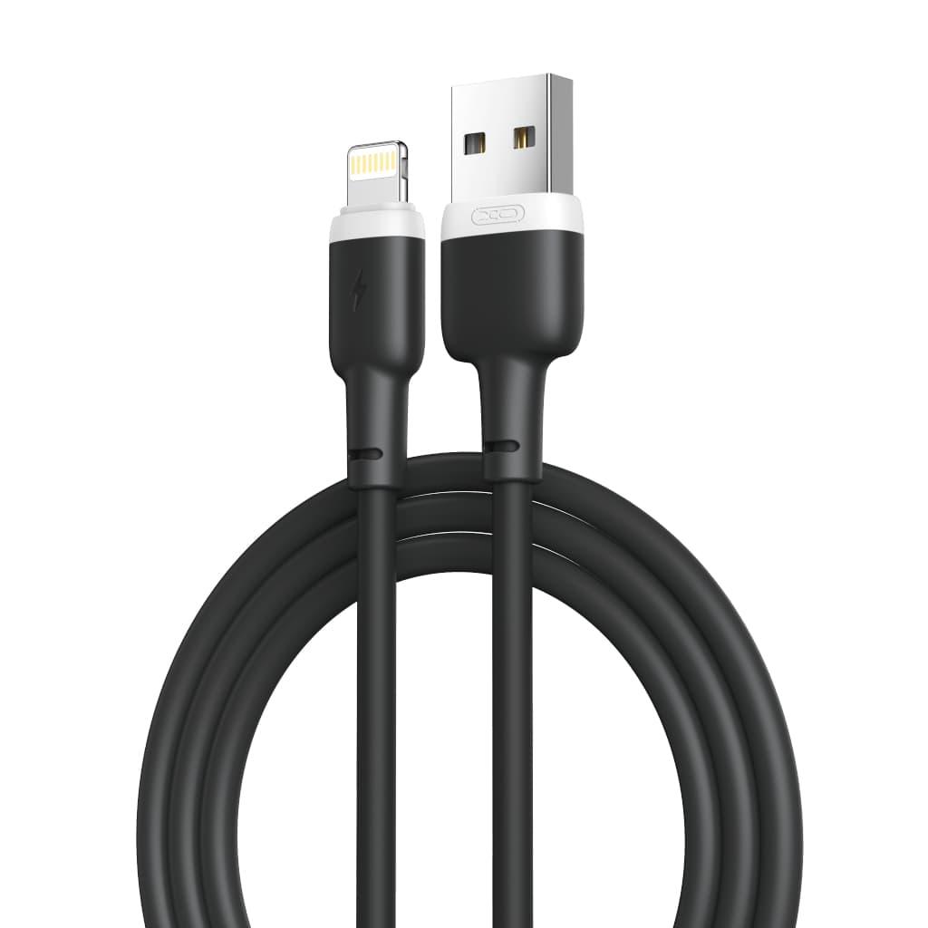Дата кабель USB 2.0 AM to Lightning 1.0m 2.1A silicone black XO (NB208-L-1-BK)