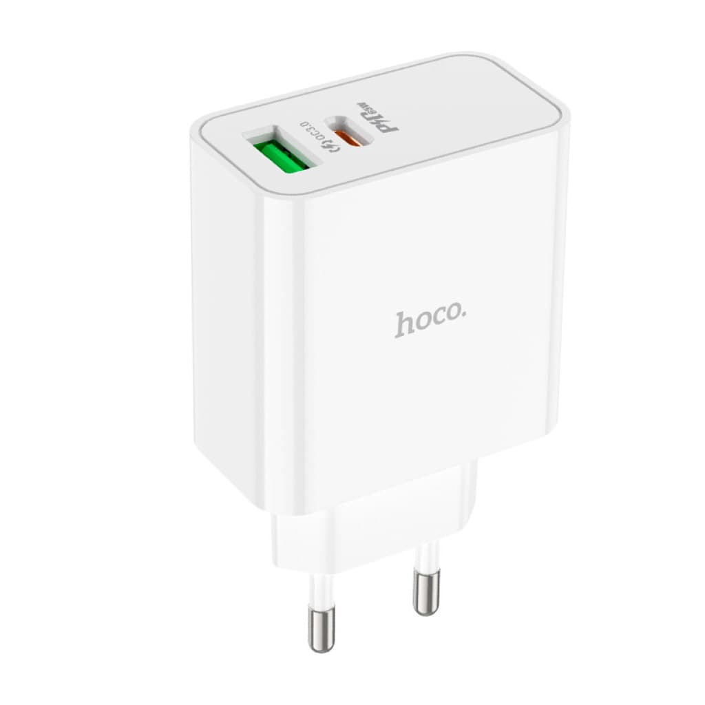 Зарядний пристрій HOCO C113A Awesome 1xUSB-C PD65W + 1xUSB QC3.0 White (6931474790910)