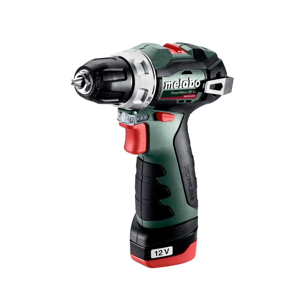 Шуруповерт Metabo PowerMaxx BS BL 12V, 2х2.0Ah, 20·38Нм, 0-400·0-1500об/хв, 0.8кг (601721500)