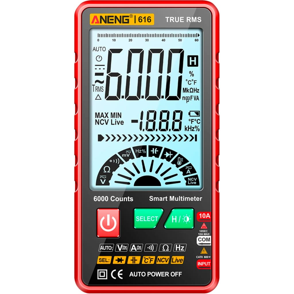 Цифровий мультиметр ANENG AN-616, V, A, R, C, T, F, функция hFE (AN-616)