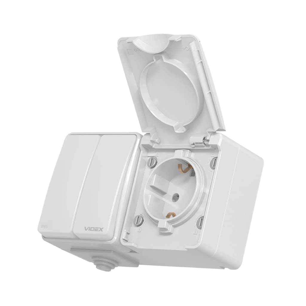Вимикач Videx BINERA IP65 зовнішня 1ая із заземленням (BINERA IP65 наружная 1ая с заземлением)