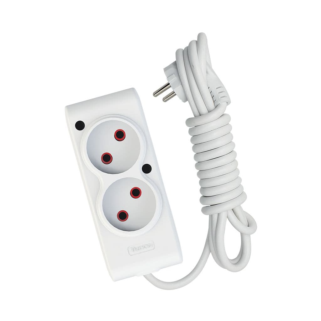 Мережевий подовжувач TECCO 1.5м 2 поста white (8681277843433)