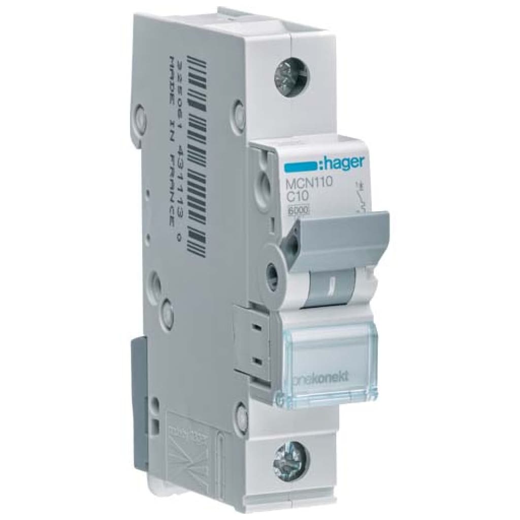 Автоматичний вимикач Hager 1-п. C 10A (6kA) 1M (A) (MCN110)
