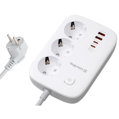 Мережевий фільтр живлення ColorWay CW-CHE34PDW 3 розетки/4USB (CW-CHE34PDW)