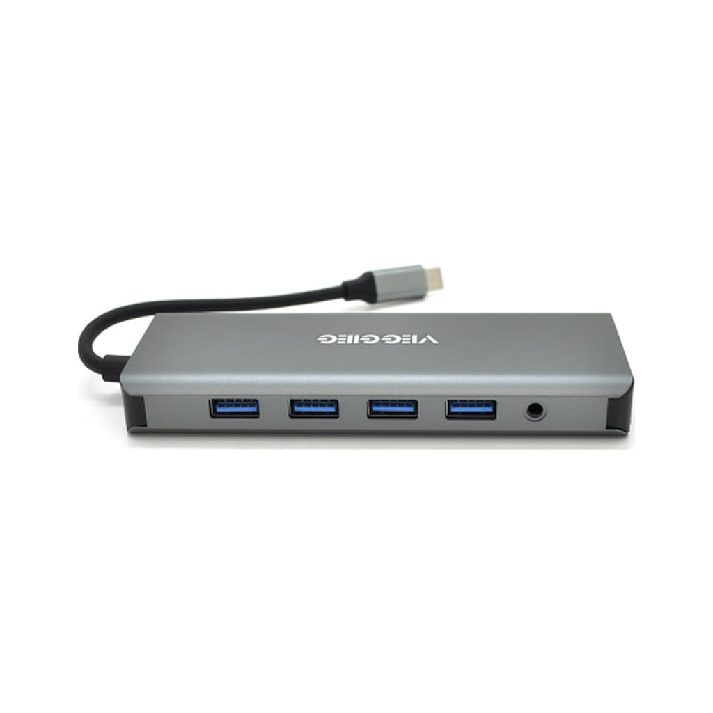 Концентратор VEGGIEG USB-C 9-in-1 USB-C + 4xUSB 3.0 + 2xHDMI + VGA + SD/TF + RJ45 0.1m silver (TC12)