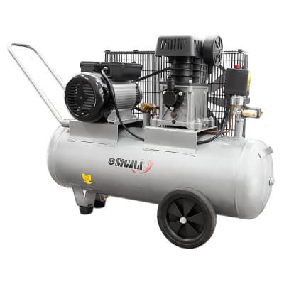 Компресор Sigma двоциліндровий ремінний 2.5кВт 335л/хв 10бар 50л (2 крана) (7044121)