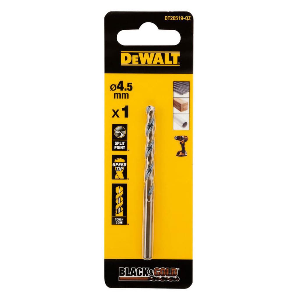 Свердло DeWALT по металу Black & Gold, HSS-G, 4.5 х 80 х 47 мм (DT20519)
