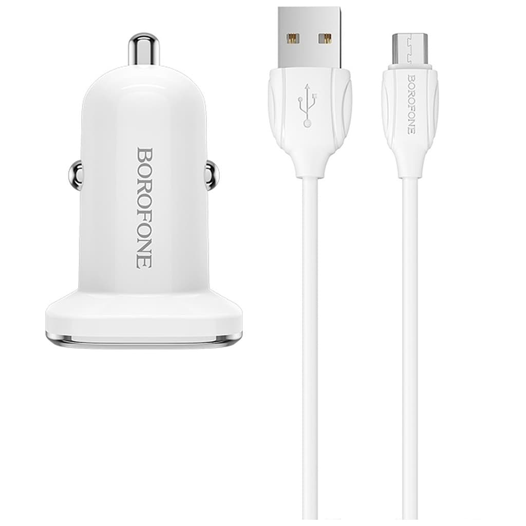 Зарядний пристрій BOROFONE BZ12A USB + cable Micro 5P 1.0m White (BZ12AMW)