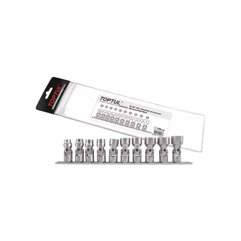 Набір торцевих головок Toptul з карданом на планці 12-гр. 3/8" 10шт. 10-19мм (GAAG1004)