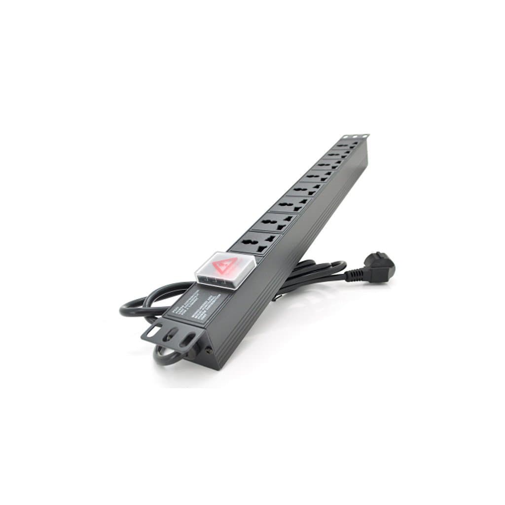 Силовий блок 19" 8 універс. розеток, кабель 1.8м, вимикач, алюм. корпус PiPo (PP8PDUGR-UN)