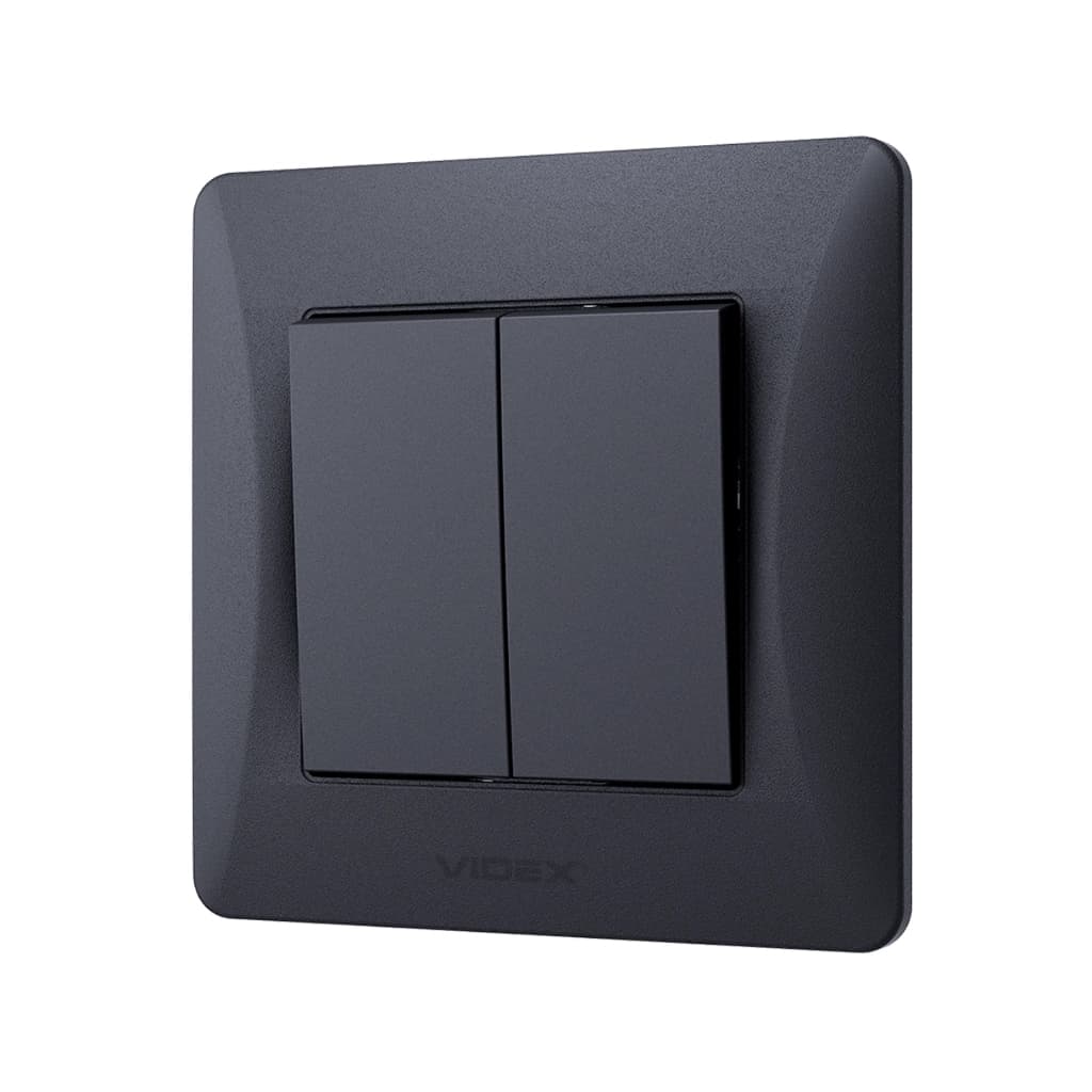 Вимикач Videx BINERA 2кл чорний графіт (VF-BNSW2-BG)