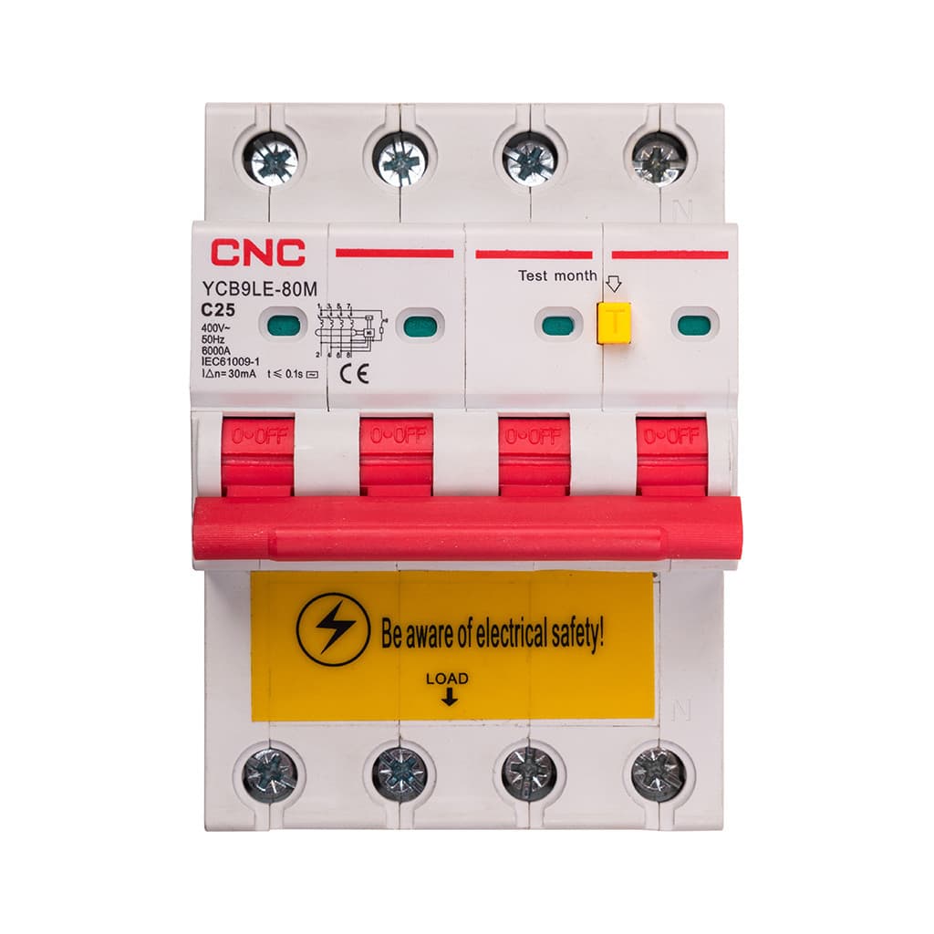 Диференціальний автоматичний вимикач CNC YCB9LE-80M 4P C25 6000A 30mA (NV821945)
