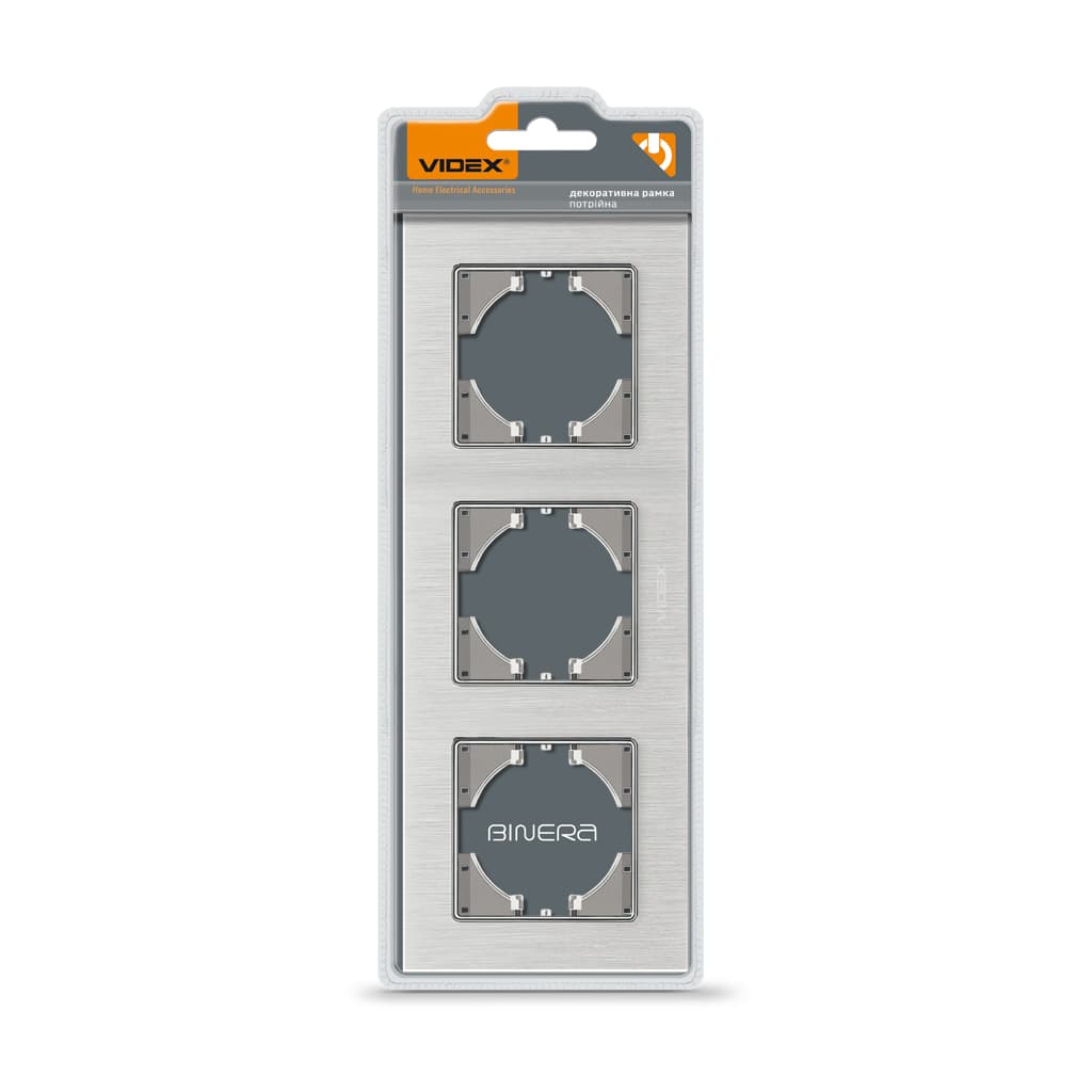 Рамка Videx BINERA сріблястий алюміній 3 поста (VF-BNFRA3H-SL)