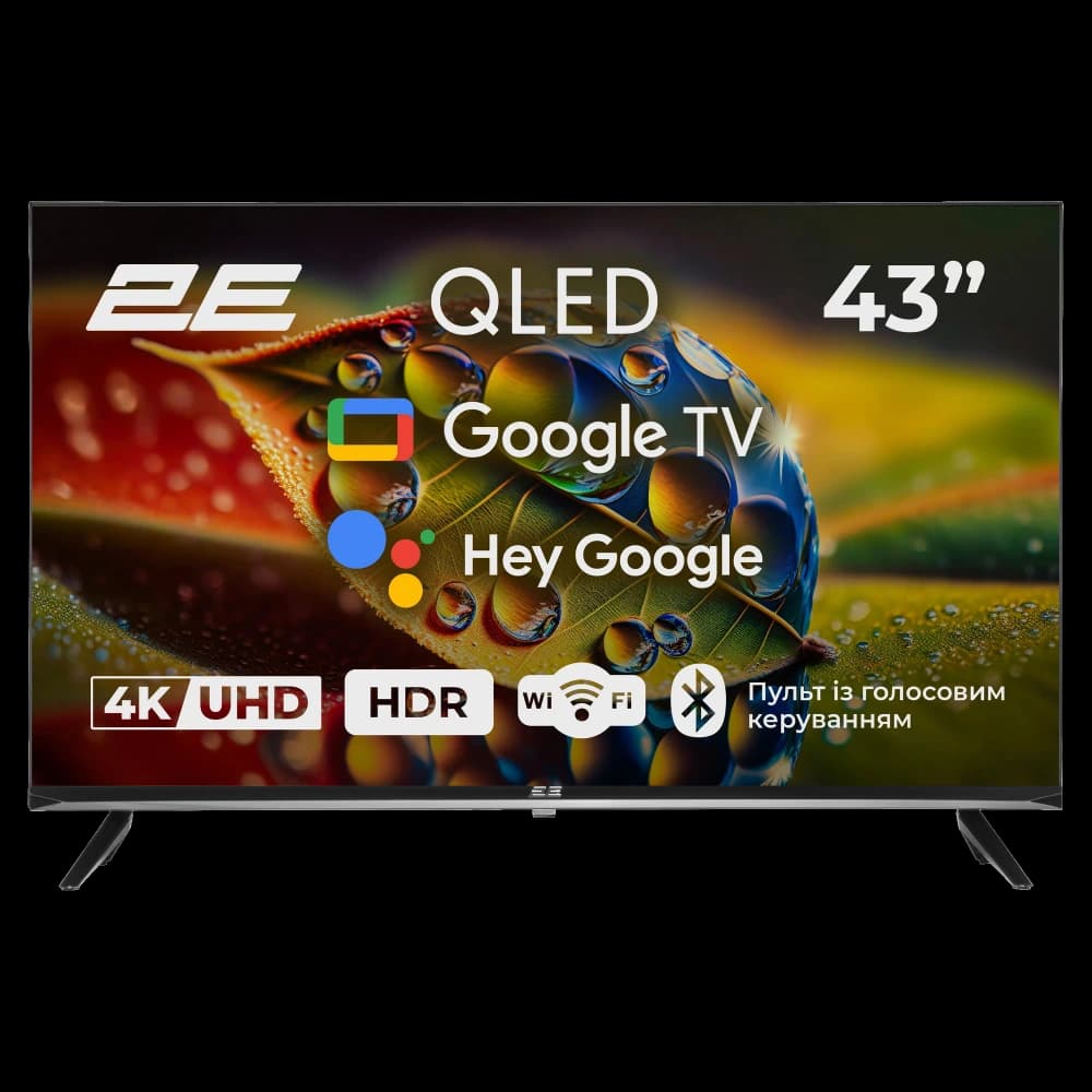 Телевізор 2E 43A77Q 43” дюйма 3840x2160 QLED Google TV