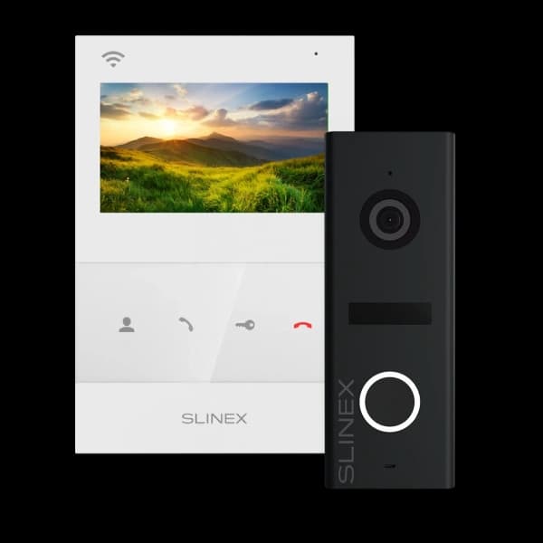 Комплект відеодомофон + панель виклику Slinex SQ-04N Cloud white + ML-17HD black