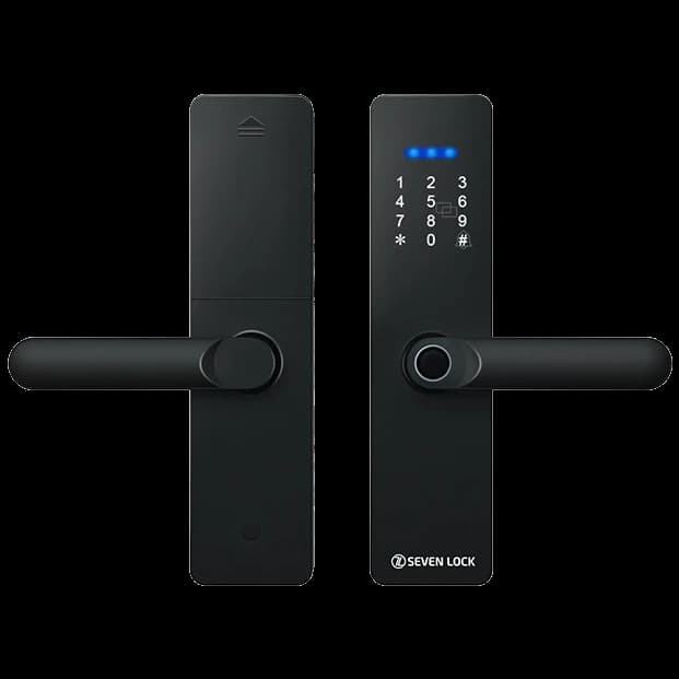 Розумний дверний біометричний замок SEVEN LOCK SL-7740BF black (врізна частина 5050)
