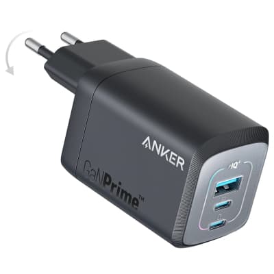 Зарядний пристрій Anker GaNPrime 67W 2xUSB-C PD + 1xUSB-A Black (A2669313)