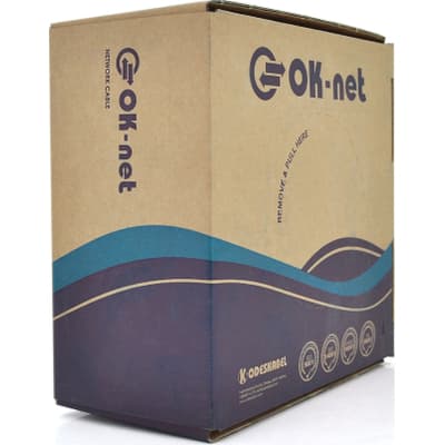Кабель мережевий OK-Net UTP 100м cat.5e зовнішній (U/UTP-cat.5E-SL patch AWG26) (КГПП-ВП (100) 4*2*AWG26/7 / 100)