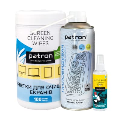 Універсальний чистячий набір Patron Spray f/tech100ml F3-009 +wipesF3-059+sp.dusterF3-020 (CS-PN-BUNDL-7)